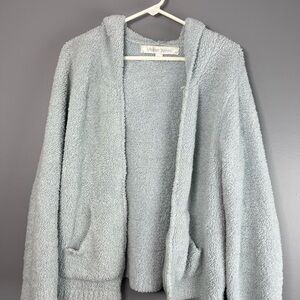 Barefoot Dreams women’s Soft blue Hooded Cardigan